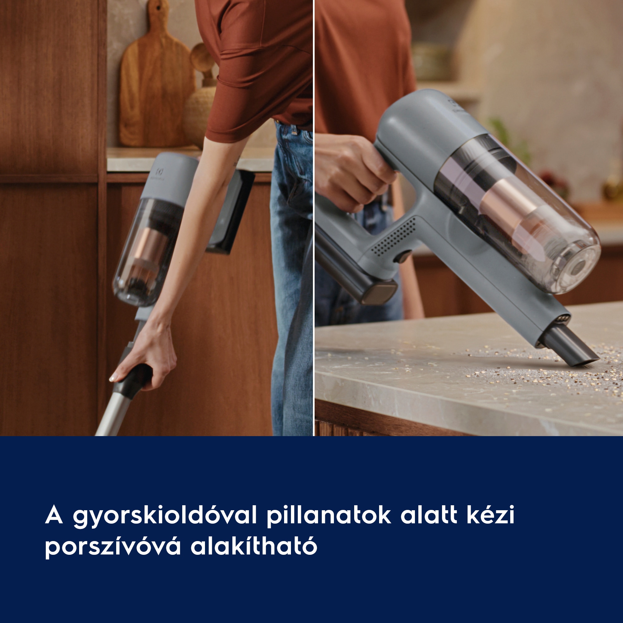 A gyorskioldóval pillanatok alatt kézi porszívóvá alakítható