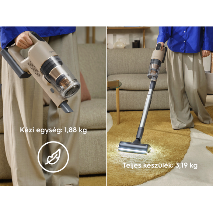 Kézi egység: 1,88 kg Teljes készülék: 3,19 kg