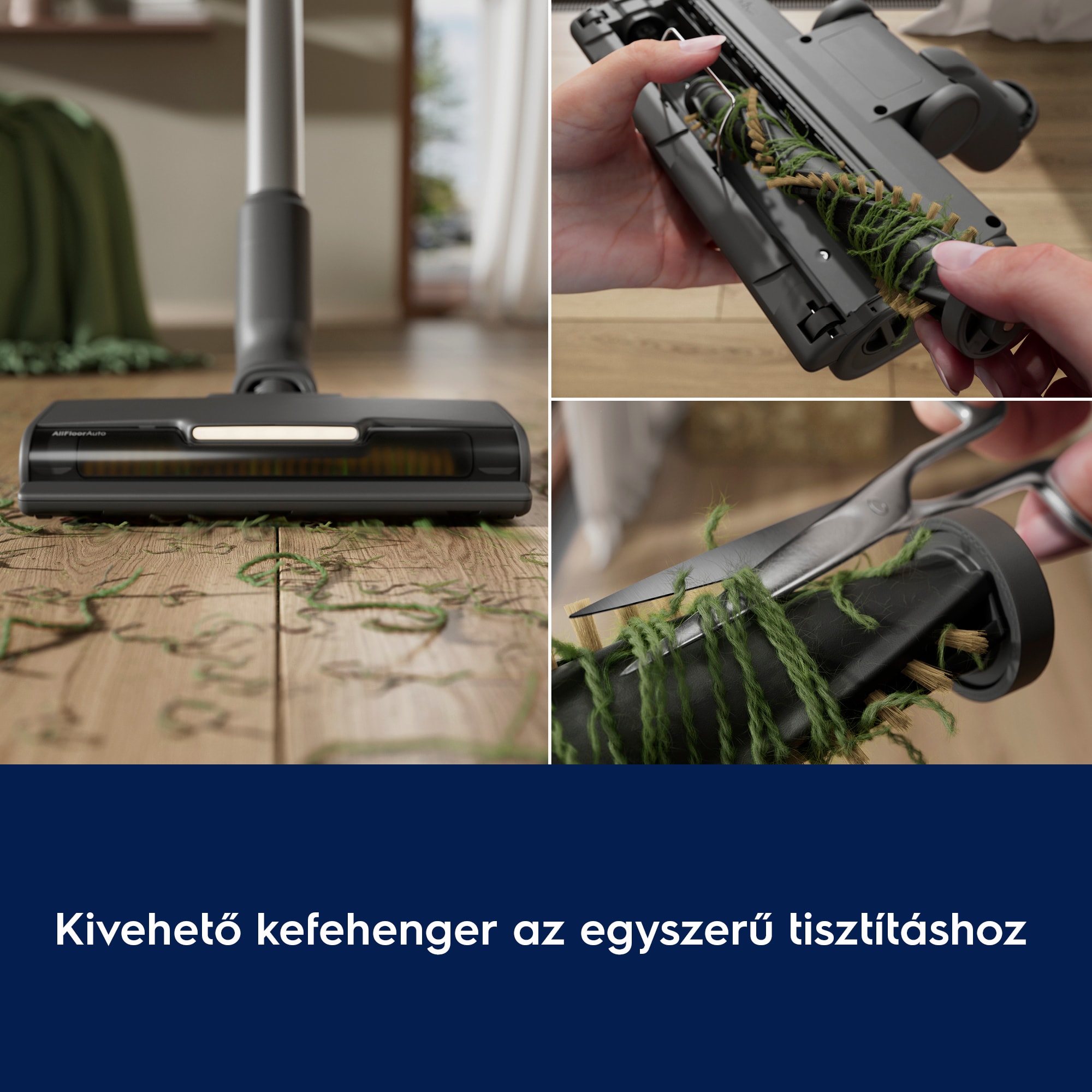 Kivehető kefehenger az egyszerű tisztításhoz