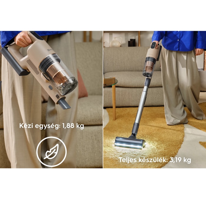 Kézi egység: 1,88 kg Teljes készülék: 3,19 kg