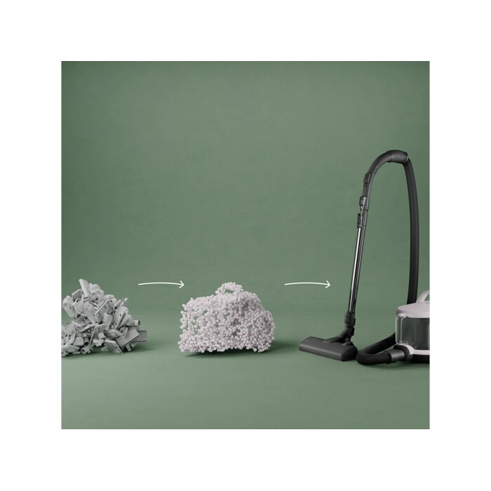 Vacuum cleaner and main nozzle made with up to 50% recycled plastic for a more sustainable choice.