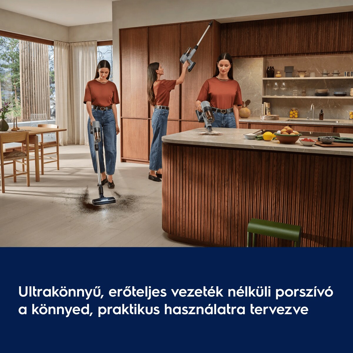 Ultrakönnyű, erőteljes vezeték nélküli porszívó a könnyed, praktikus használatra tervezve