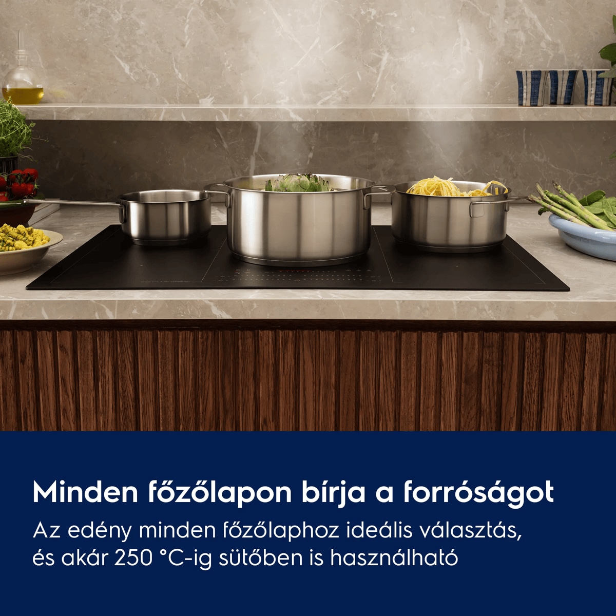 Minden főzőlapon bírja a forróságot Az edény minden főzőlaphoz ideális választás, és akár 250 °C-ig sütőben is használható