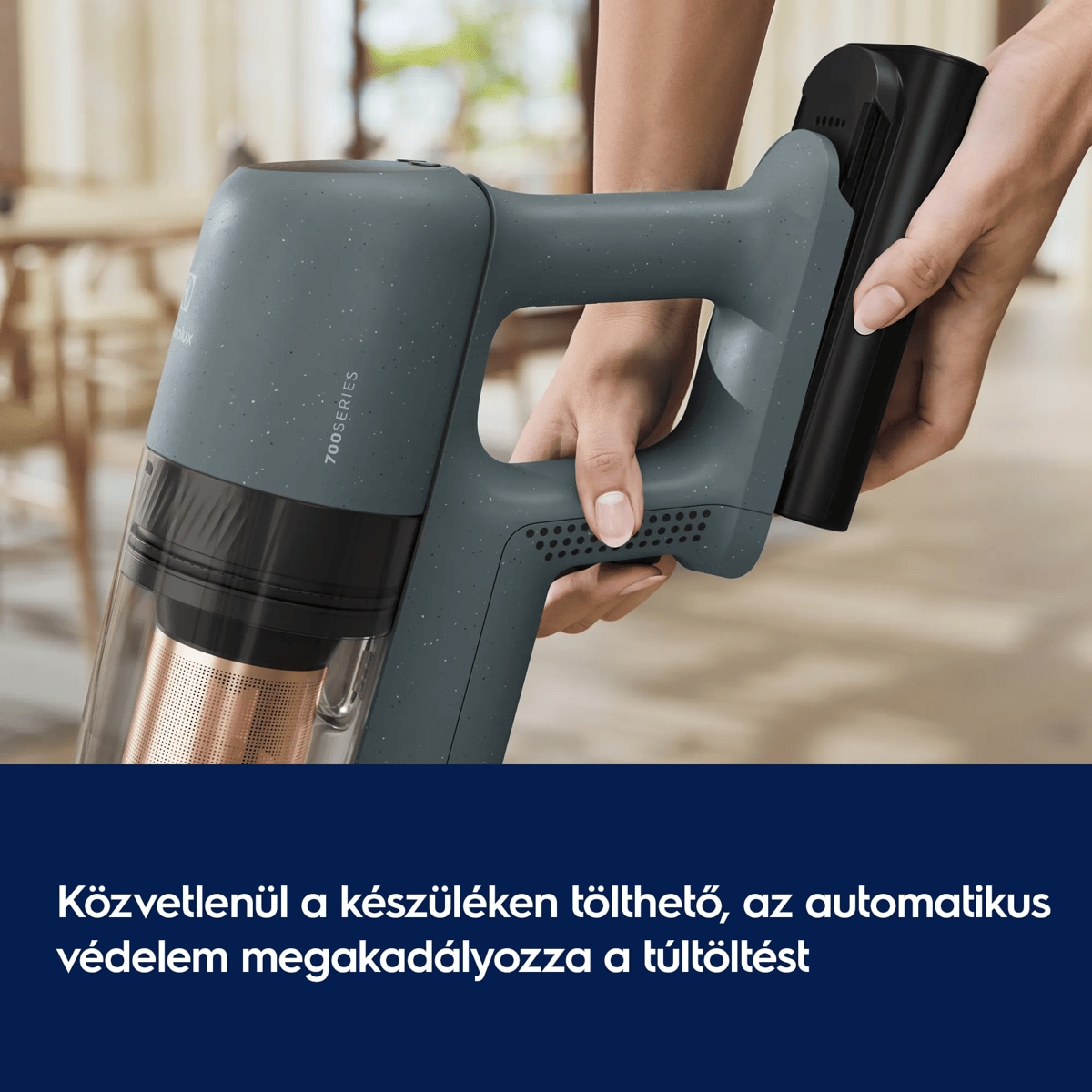 Közvetlenül a készüléken tölthető, az automatikus védelem megakadályozza a túltöltést