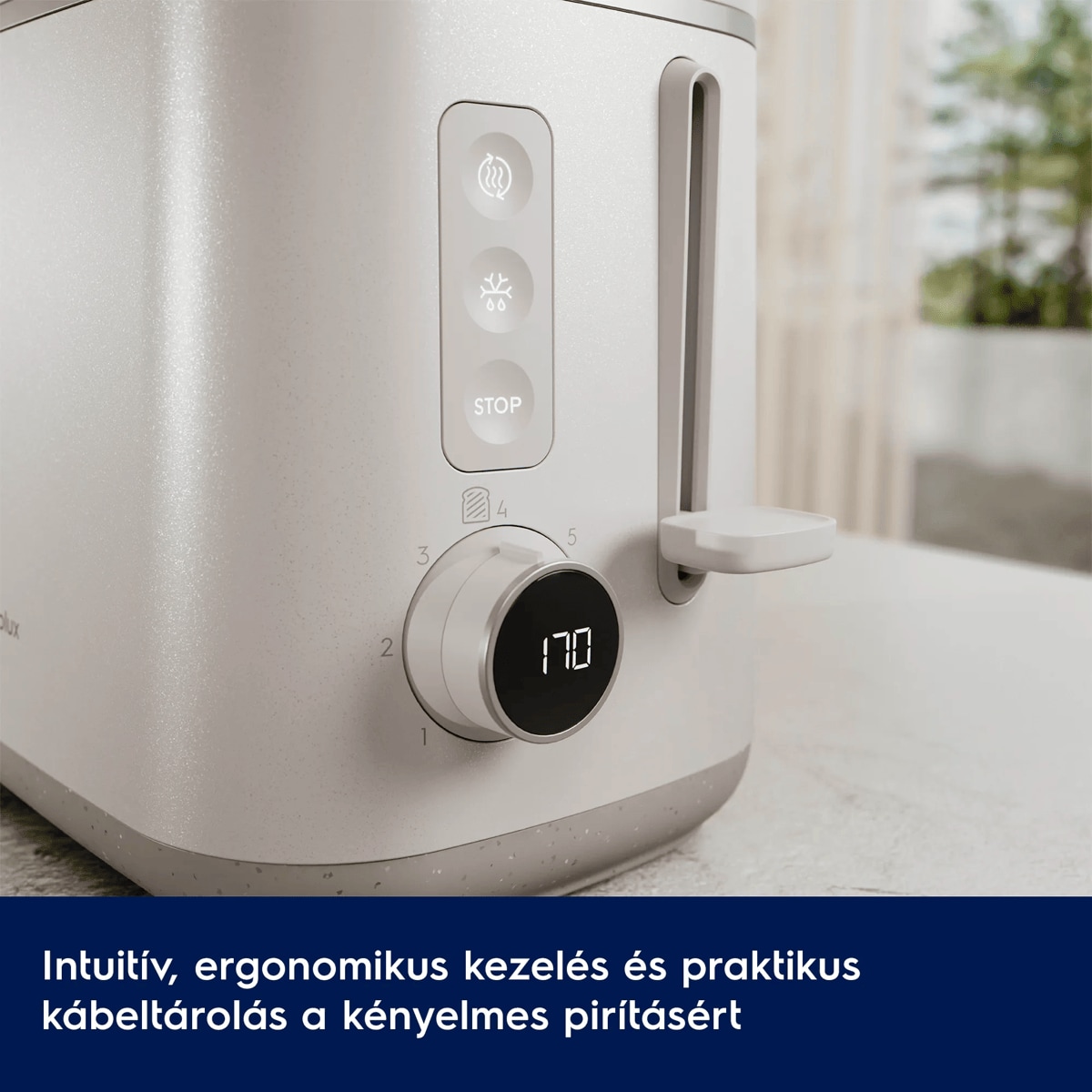 Intuitív, ergonomikus kezelés és praktikus kábeltárolás a kényelmes pirításért