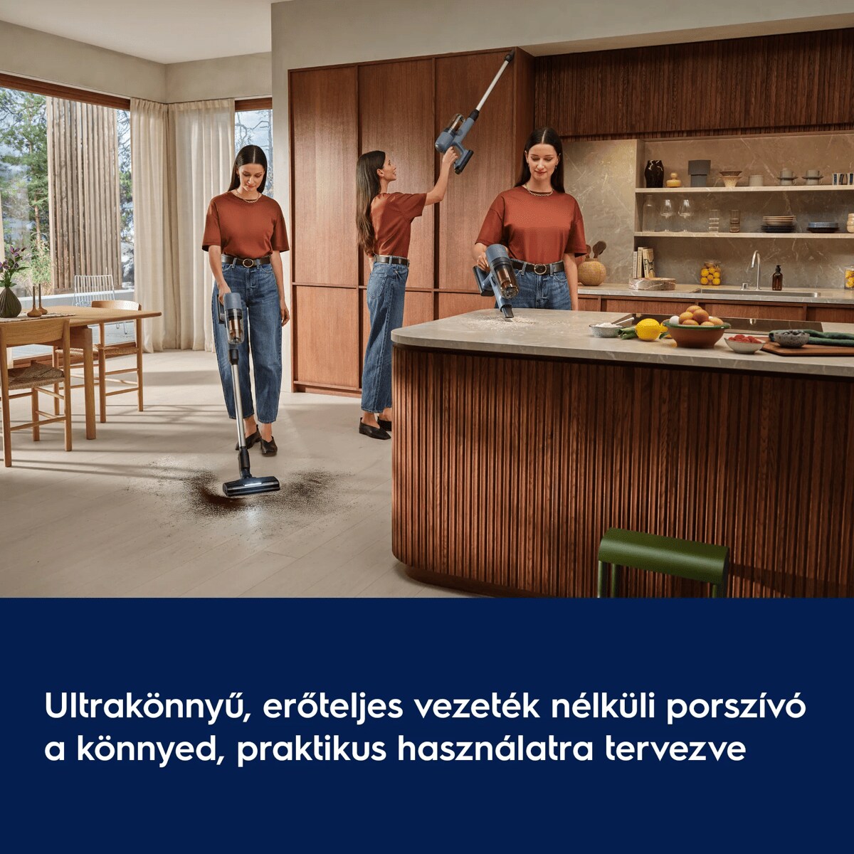 Ultrakönnyű, erőteljes vezeték nélküli porszívó a könnyed, praktikus használatra tervezve