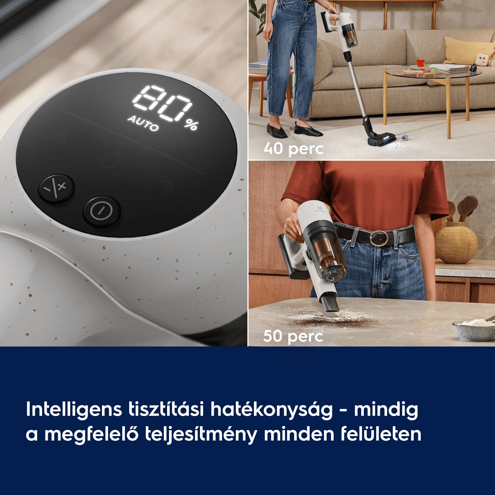 Intelligens tisztítási hatékonyság - mindig a megfelelő teljesítmény minden felületen
