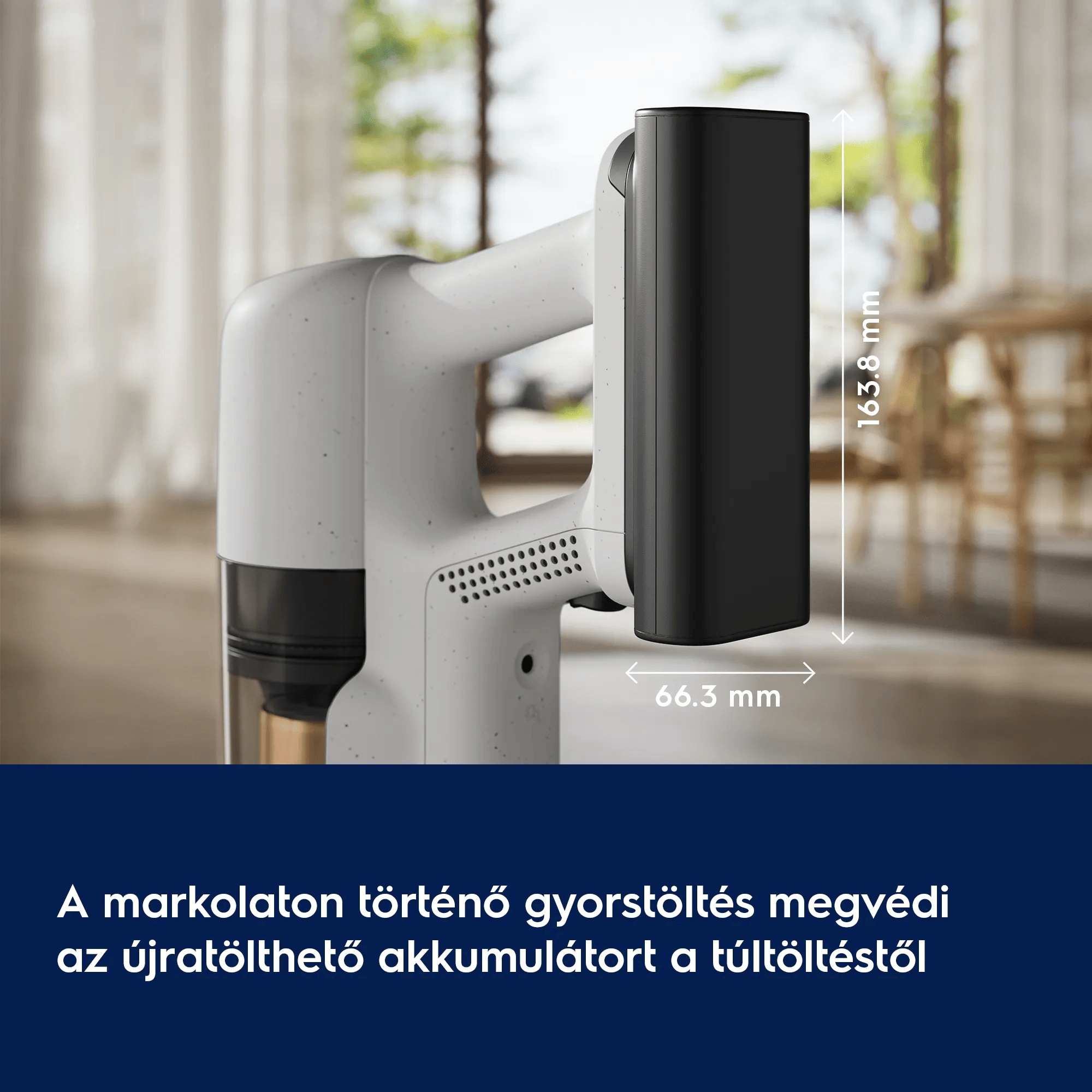 A markolaton történő gyorstöltés megvédi az újratölthető akkumulátort a túltöltéstől.