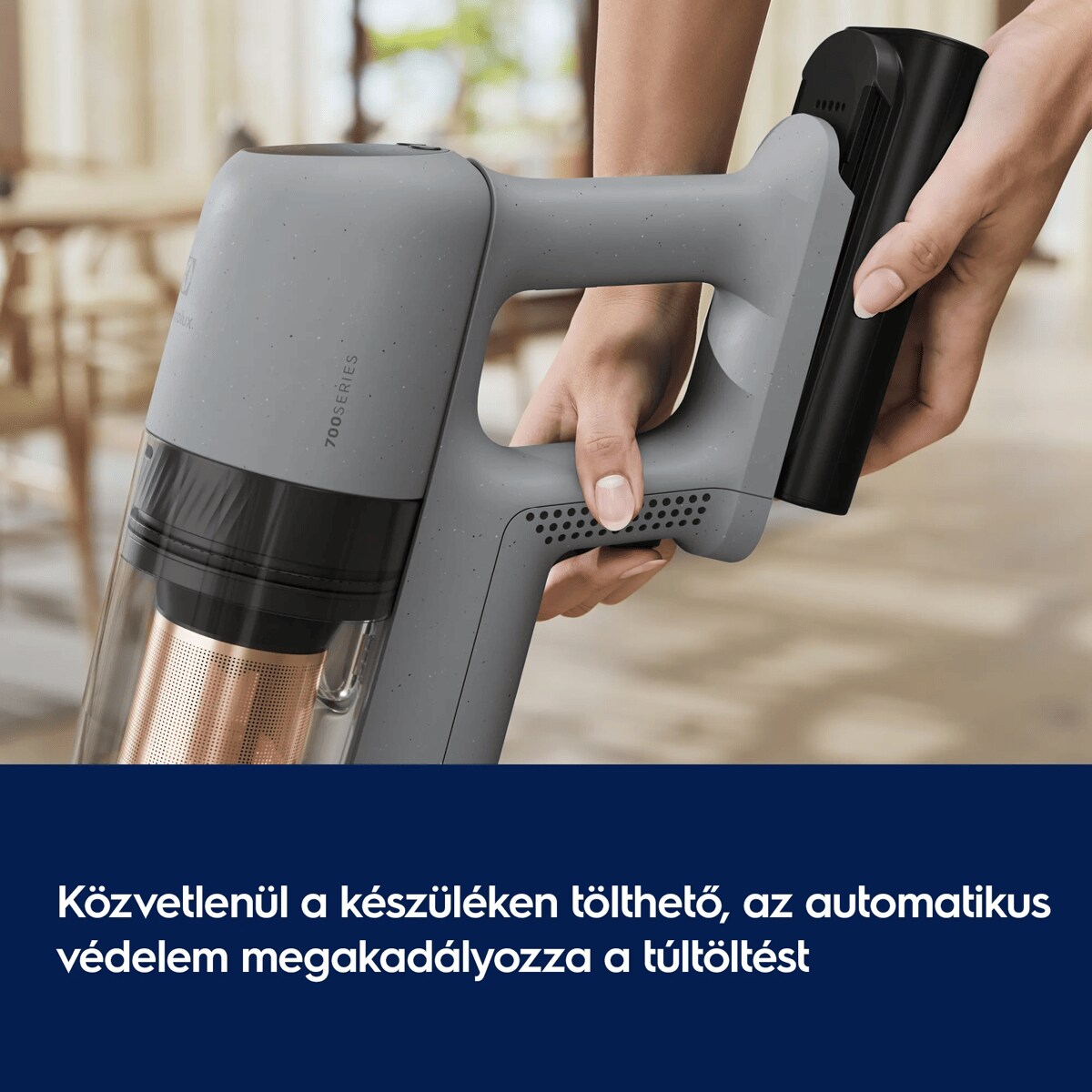 Közvetlenül a készüléken tölthető, az automatikus védelem megakadályozza a túltöltést
