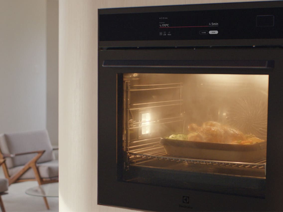 Food cooking in oven