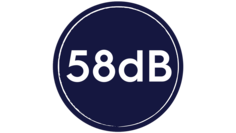 Az 58 dB-es zajszintet tanúsító matrica