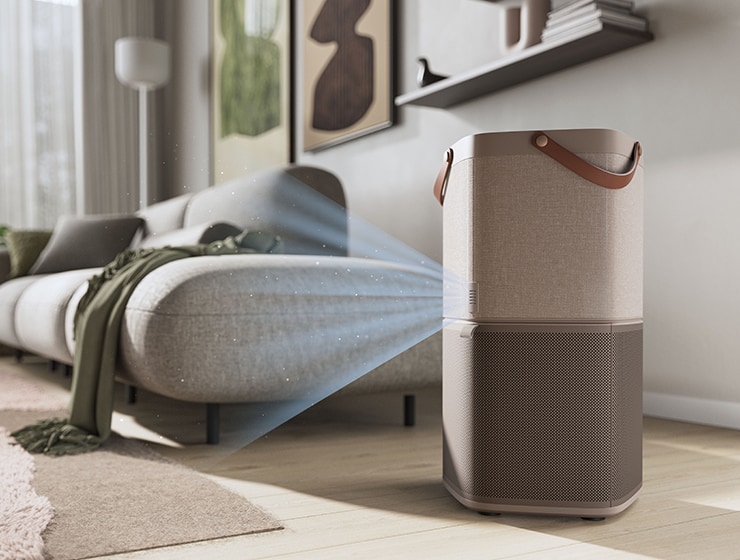 Légtisztító a nappaliban.